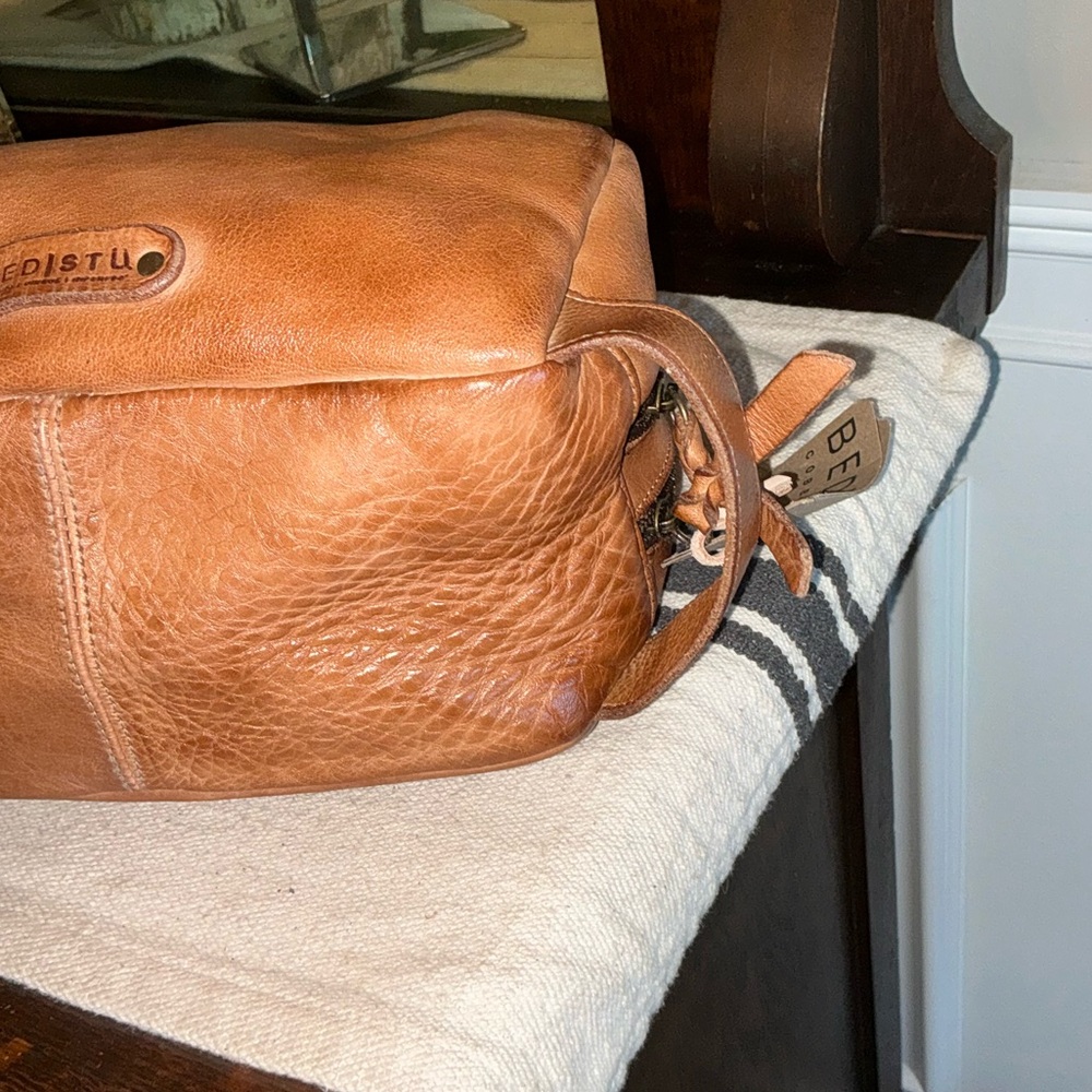 NWT Bed Stu Leather Kip Cosmetic Bag Dopp Kit Carryall Tan DD MSRP $345 - Picture 10 of 15